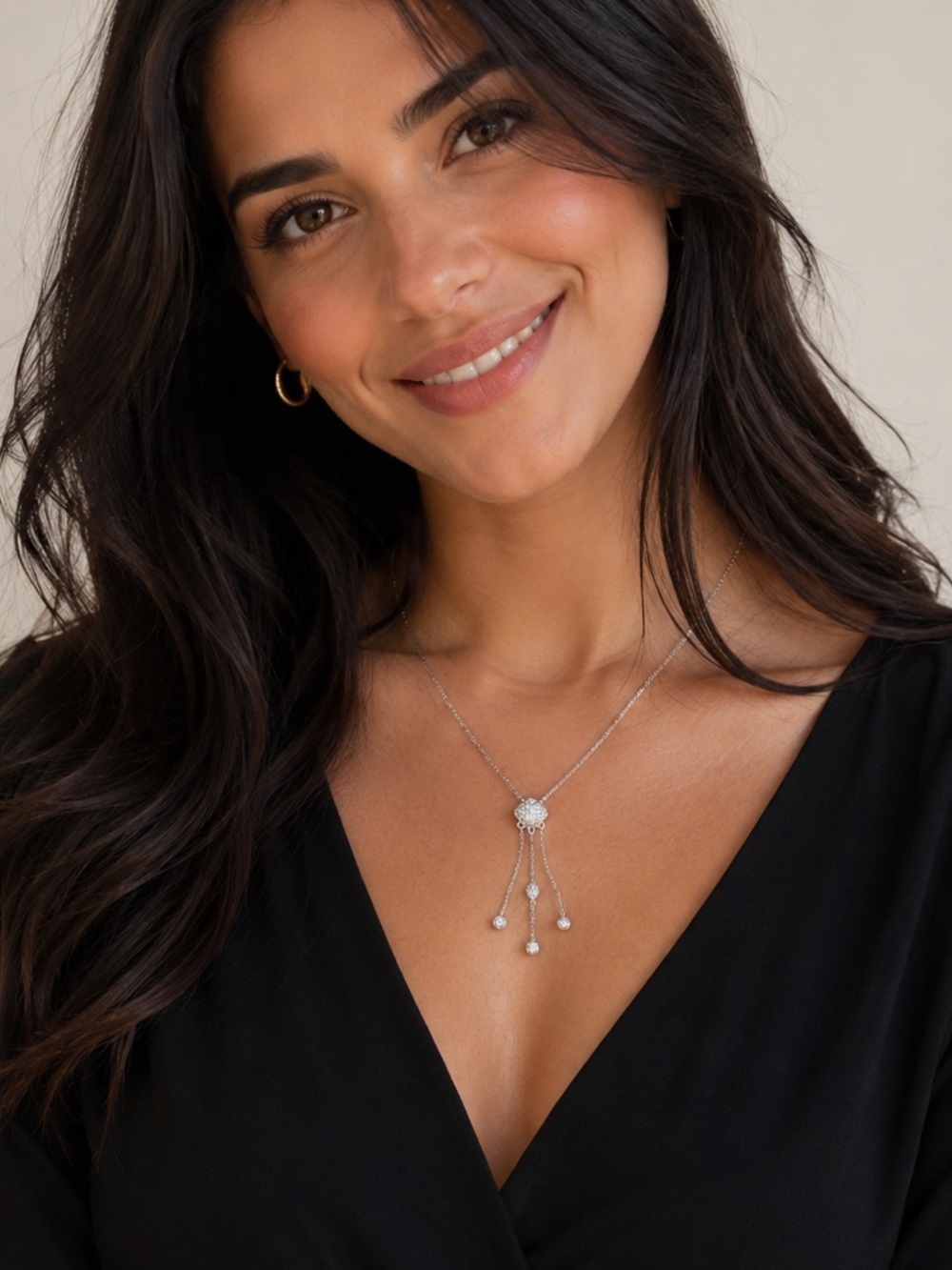 Silver Vintage Necklace with Teardrop Charms and Linked Extension Chain